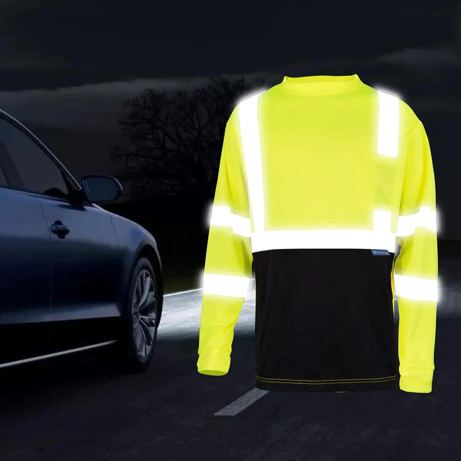 Safety Shirt Long Sleeve High Visibility Reflective Breathable T Shirt for Work Warehouse Construction Class 3