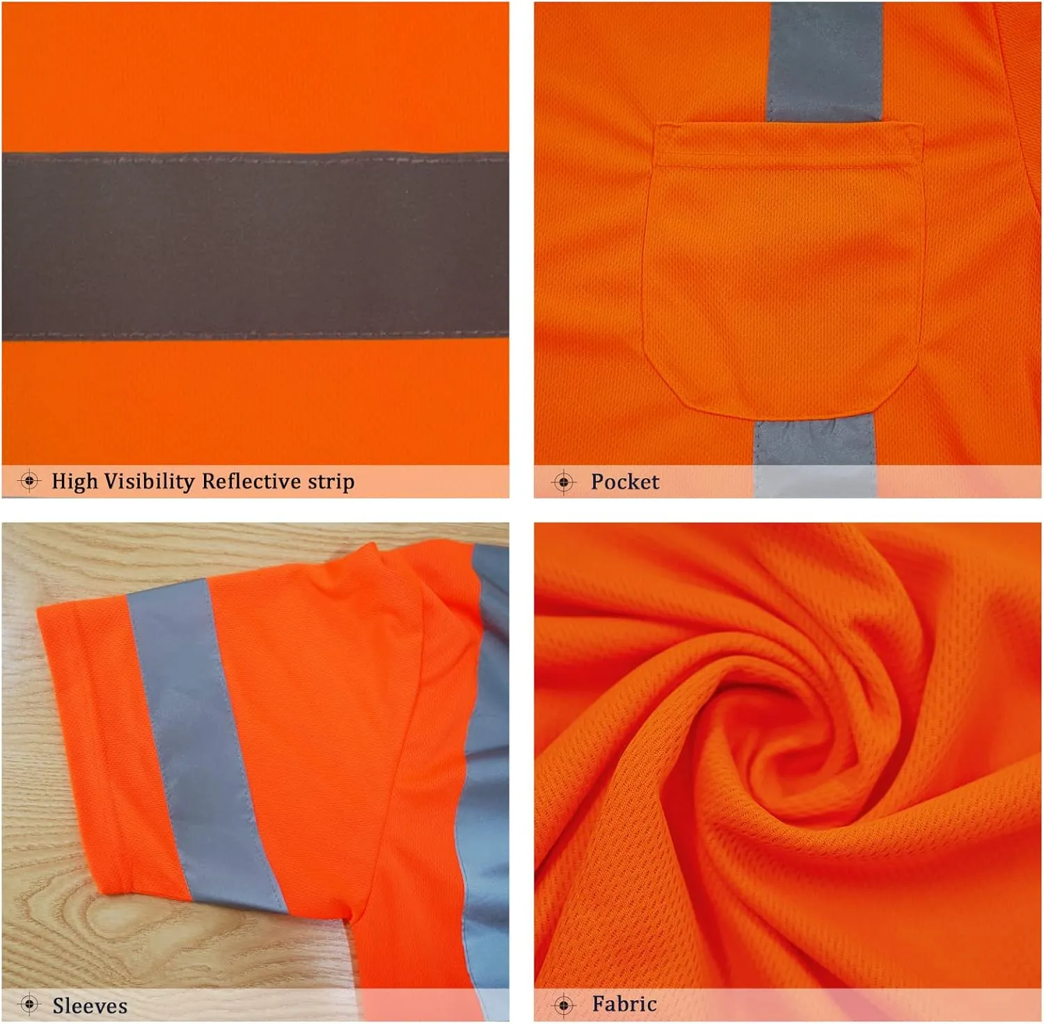 Safety Shirt short Sleeve High Visibility Reflective Breathable T Shirt for Work Warehouse Construction Class 3
