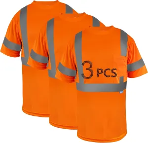 Safety Shirt short Sleeve High Visibility Reflective Breathable T Shirt for Work Warehouse Construction Class 3