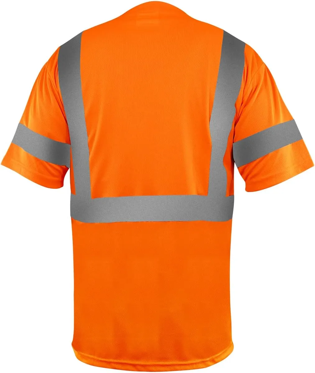 Safety Shirt short Sleeve High Visibility Reflective Breathable T Shirt for Work Warehouse Construction Class 3