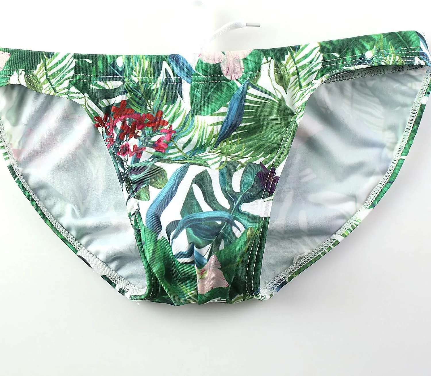 Sexy Swim Briefs for Men Printed Swimsuit Beach Swimwear Bikini Sport Swimming Underwear with Drawstring