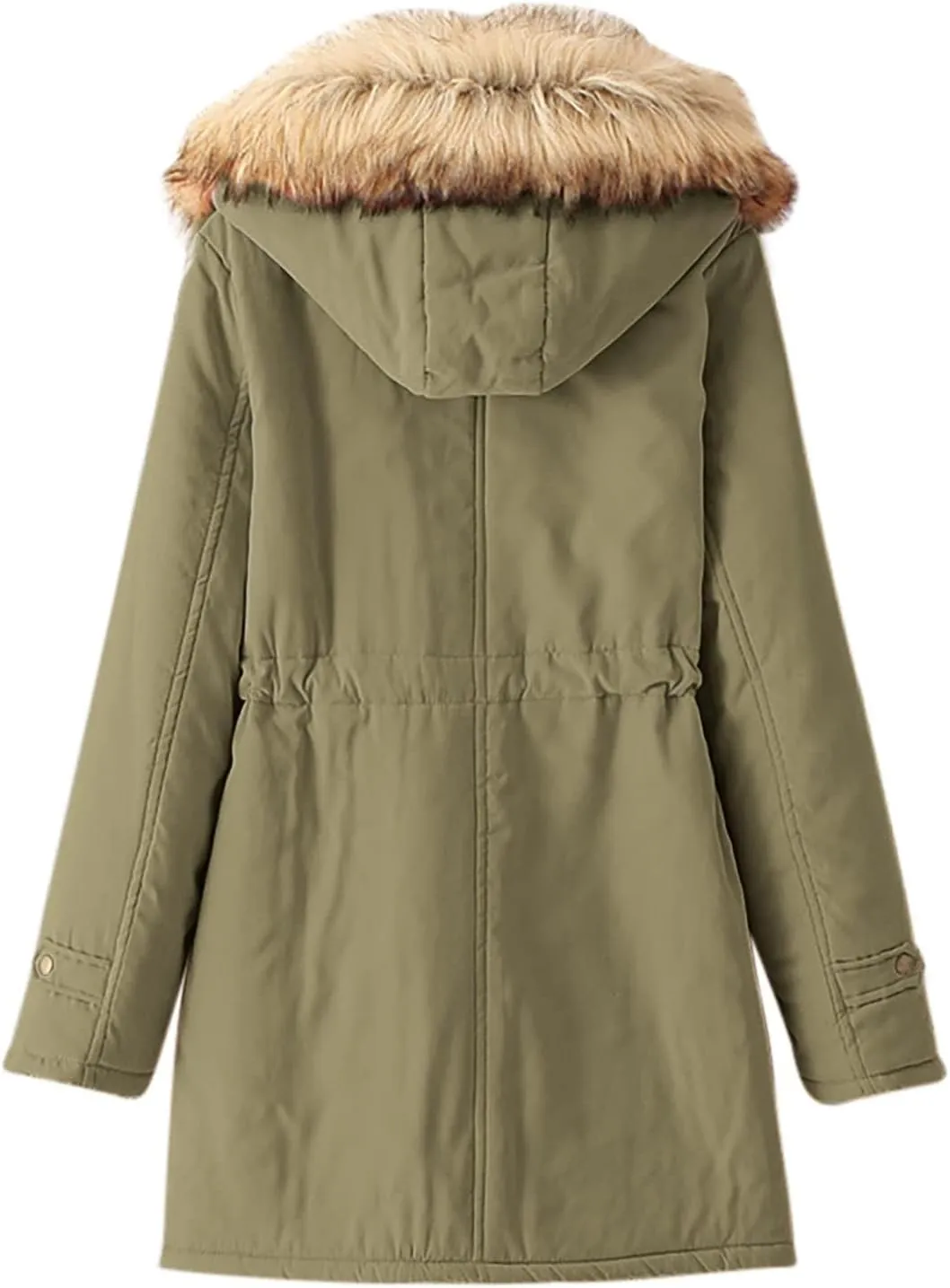 SGASY Women's Winter Coats Fleece Lined Zip Up Jacket Long Winter Warm Fuzzy Coat Windproof Hoodie Outwear with Pockets