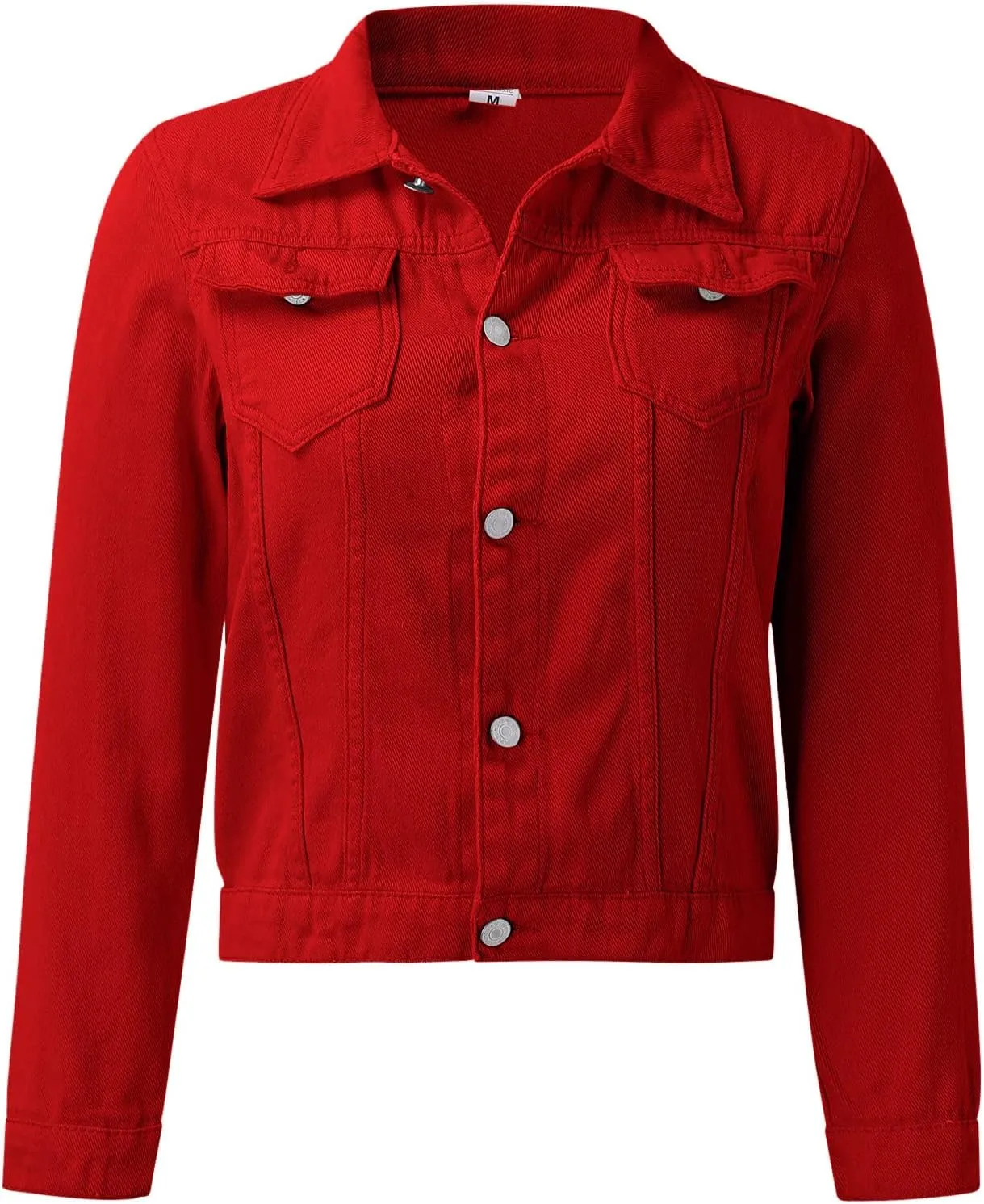 SHAOBGE Denim Duster Jacket for Women Women's Basic Solid Color Button Down Denim Cotton Jacket Stretch Jean Jackets for