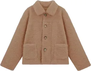 SHAOBGE Fleece Coats for Women Women'S Fashion Lapel Autumn/Winter Warm Lamb Wool And Fleece Padded Fleece Shirt Jacket