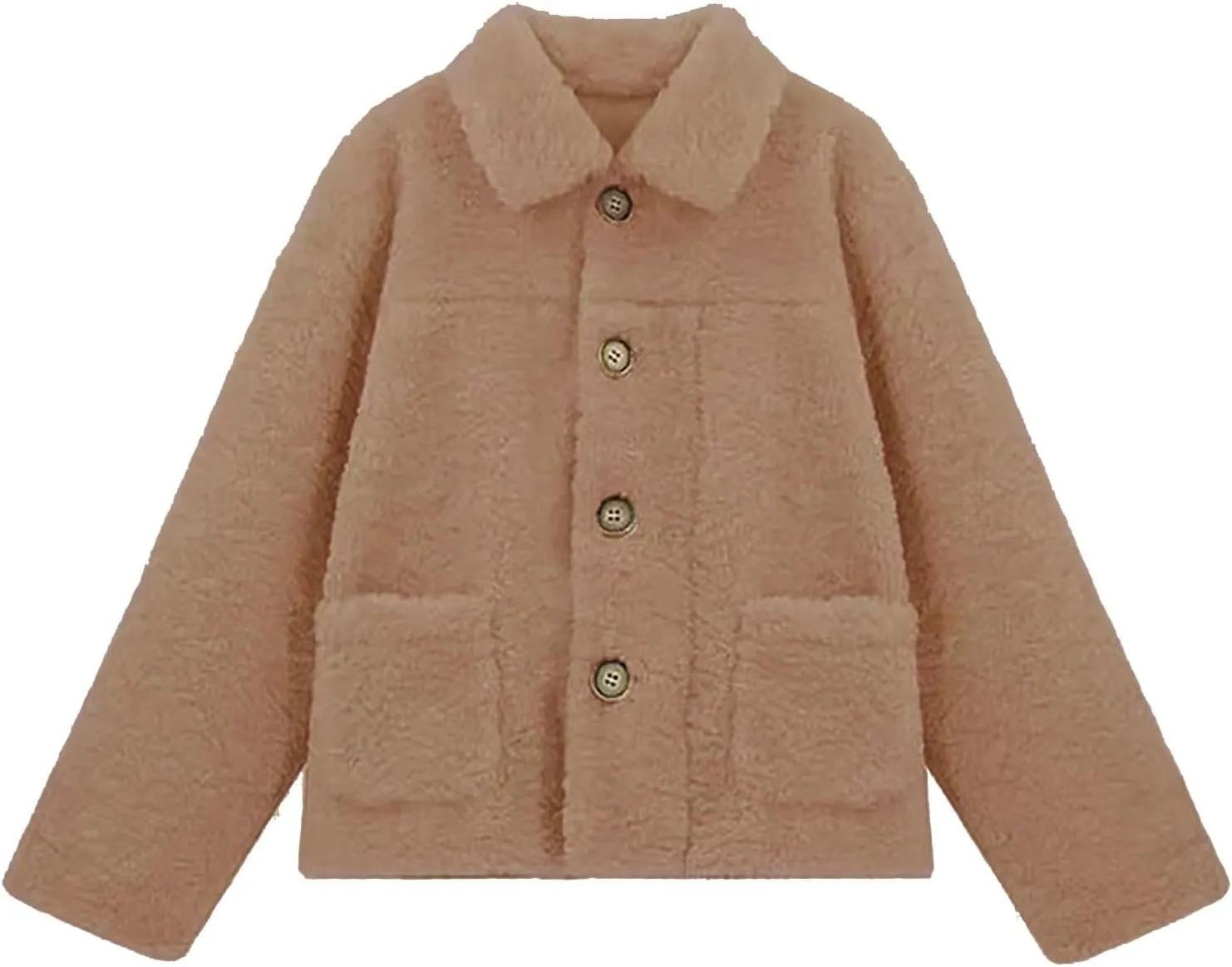SHAOBGE Fleece Coats for Women Women'S Fashion Lapel Autumn/Winter Warm Lamb Wool And Fleece Padded Fleece Shirt Jacket