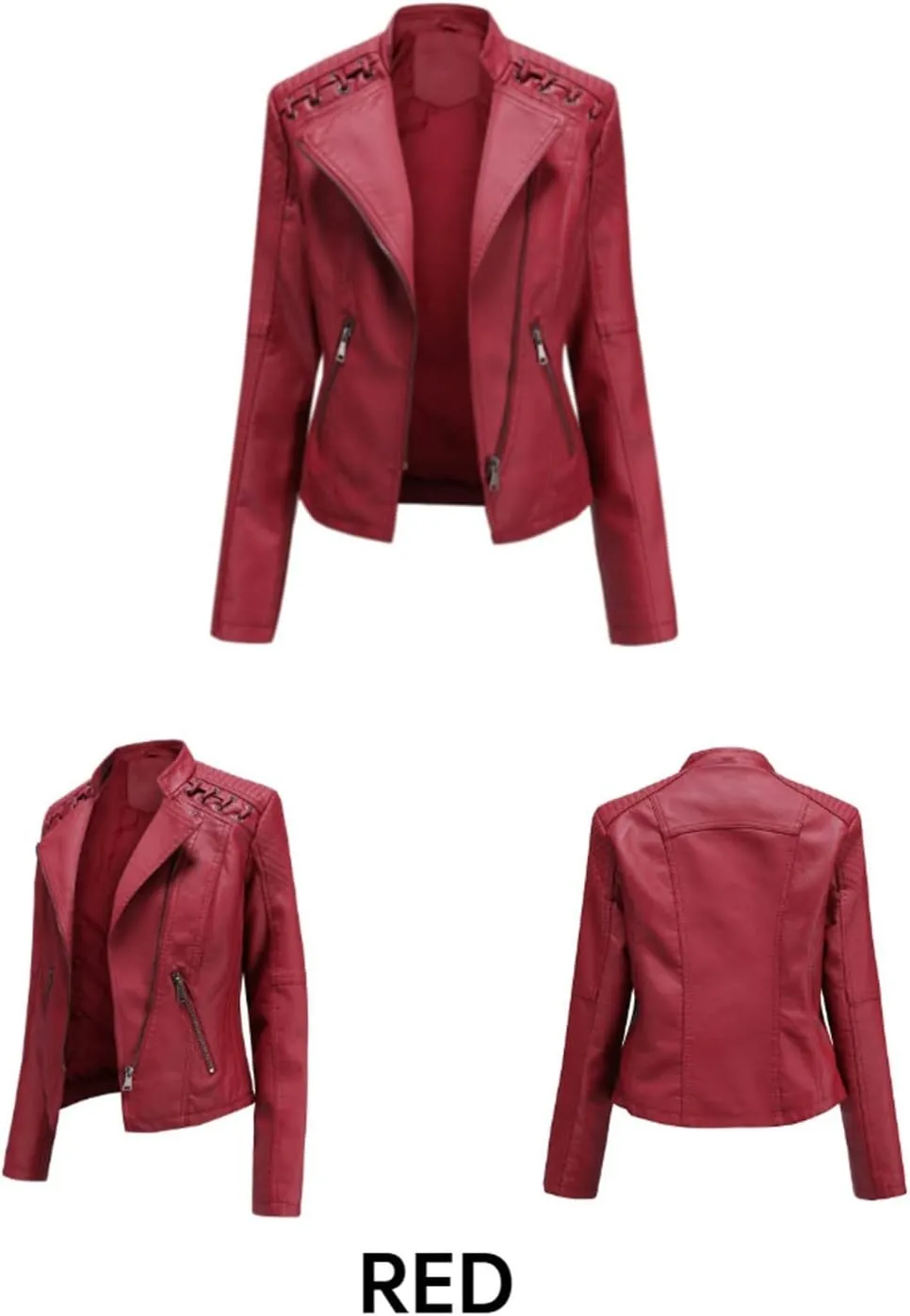 SHAOBGE Womens Long Sleeve Fleece Jacket Women Ladies Lapel Motor Jacket Coat Zip Biker Short Womens Fleece Jacket with