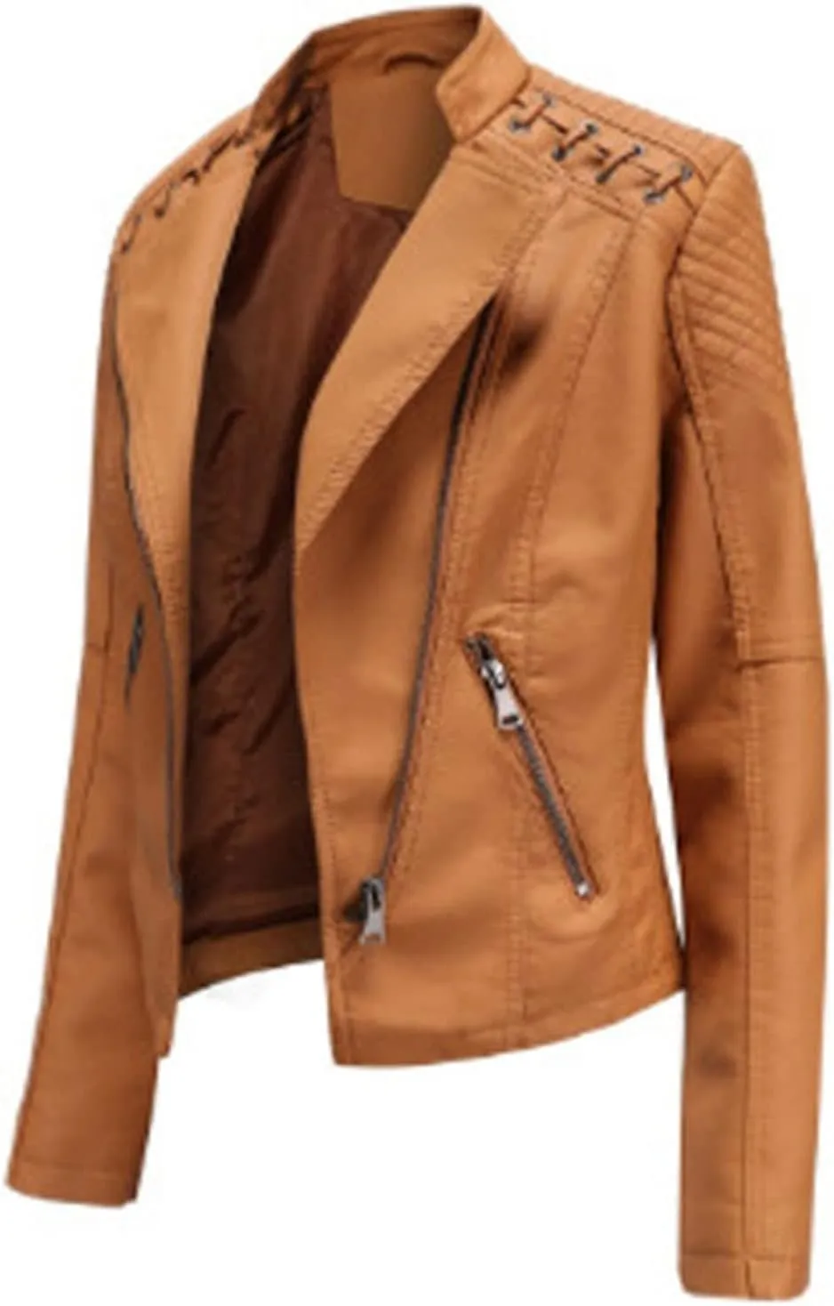 SHAOBGE Womens Long Sleeve Fleece Jacket Women Ladies Lapel Motor Jacket Coat Zip Biker Short Womens Fleece Jacket with