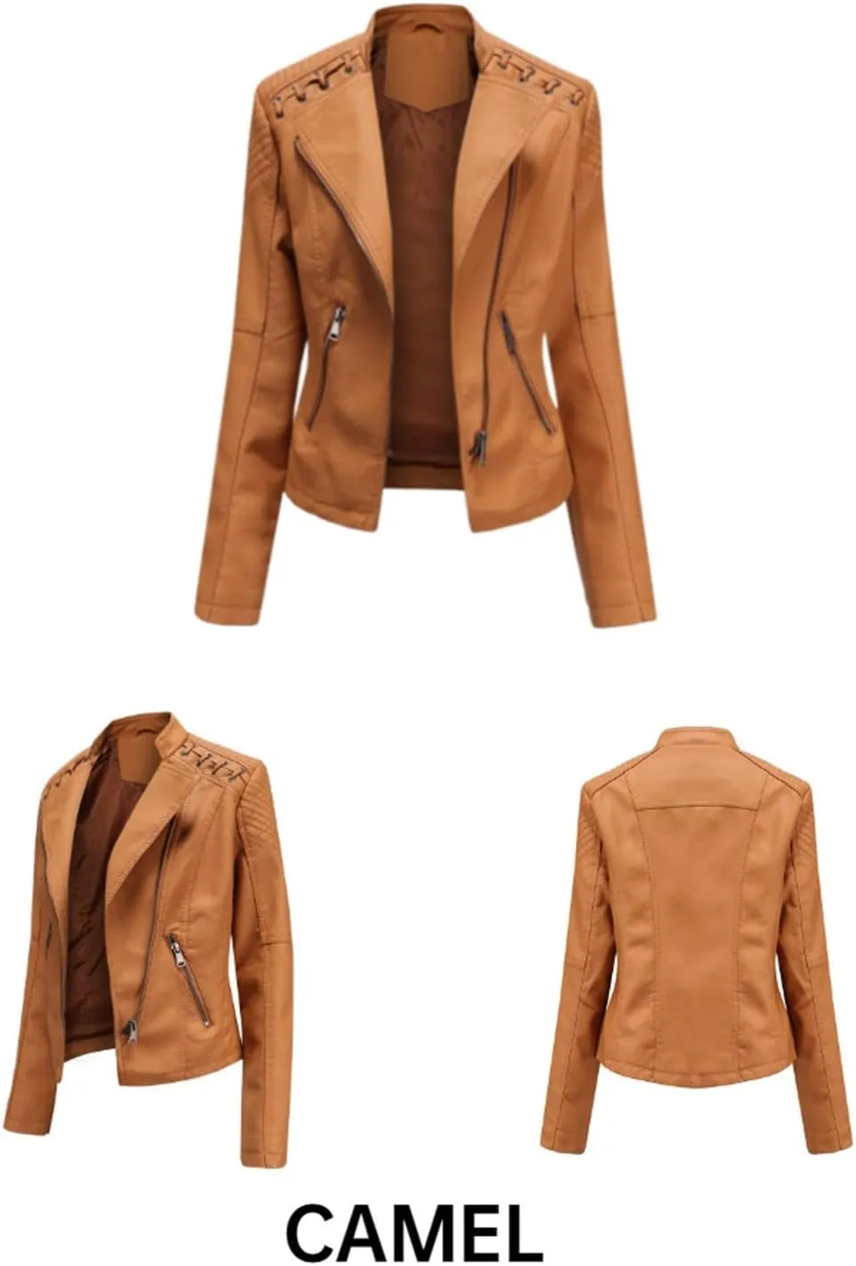 SHAOBGE Womens Long Sleeve Fleece Jacket Women Ladies Lapel Motor Jacket Coat Zip Biker Short Womens Fleece Jacket with