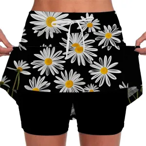 Skort for Women Plus Size Drawstrings High Waisted Athletic Tennis Skirts Tummy Control Yoga Shorts with Pockets