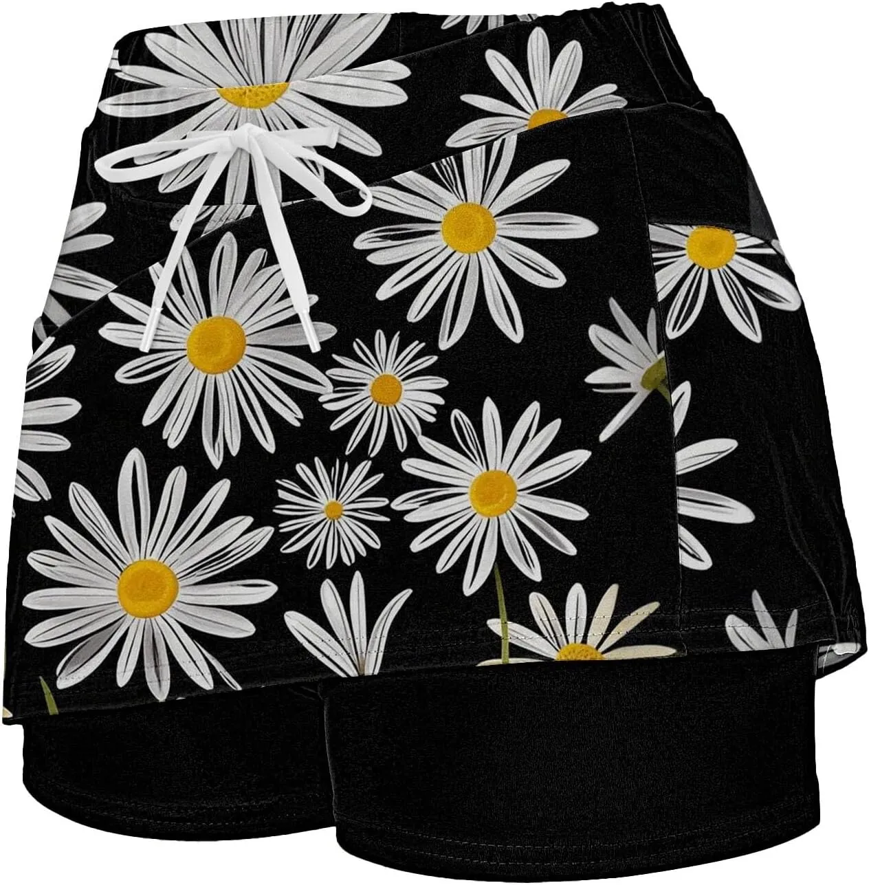 Skort for Women Plus Size Drawstrings High Waisted Athletic Tennis Skirts Tummy Control Yoga Shorts with Pockets