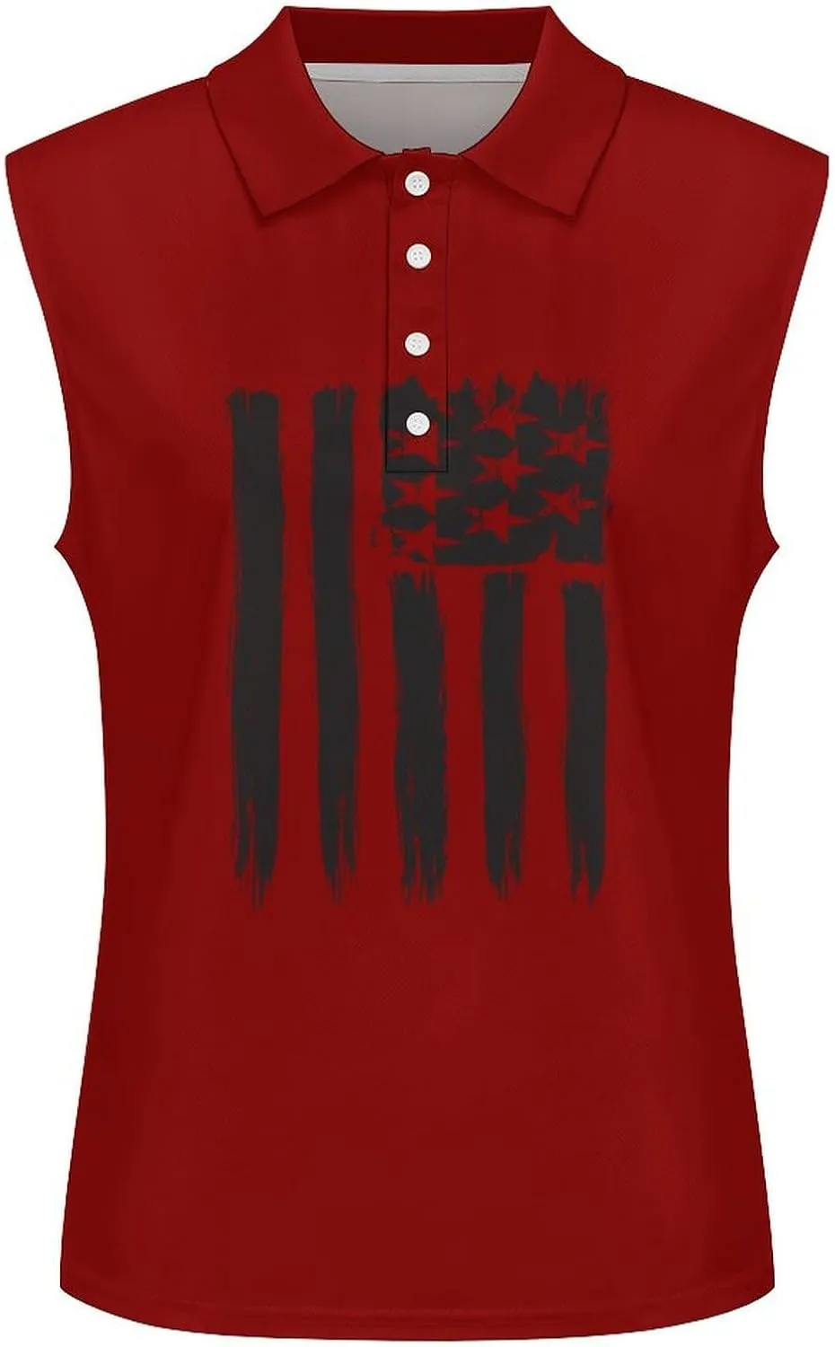 Sleeveless Shirts for Women American Flag V Neck Shirt Casual PO-LO Tank Top Pullover Quick Dry with Designs