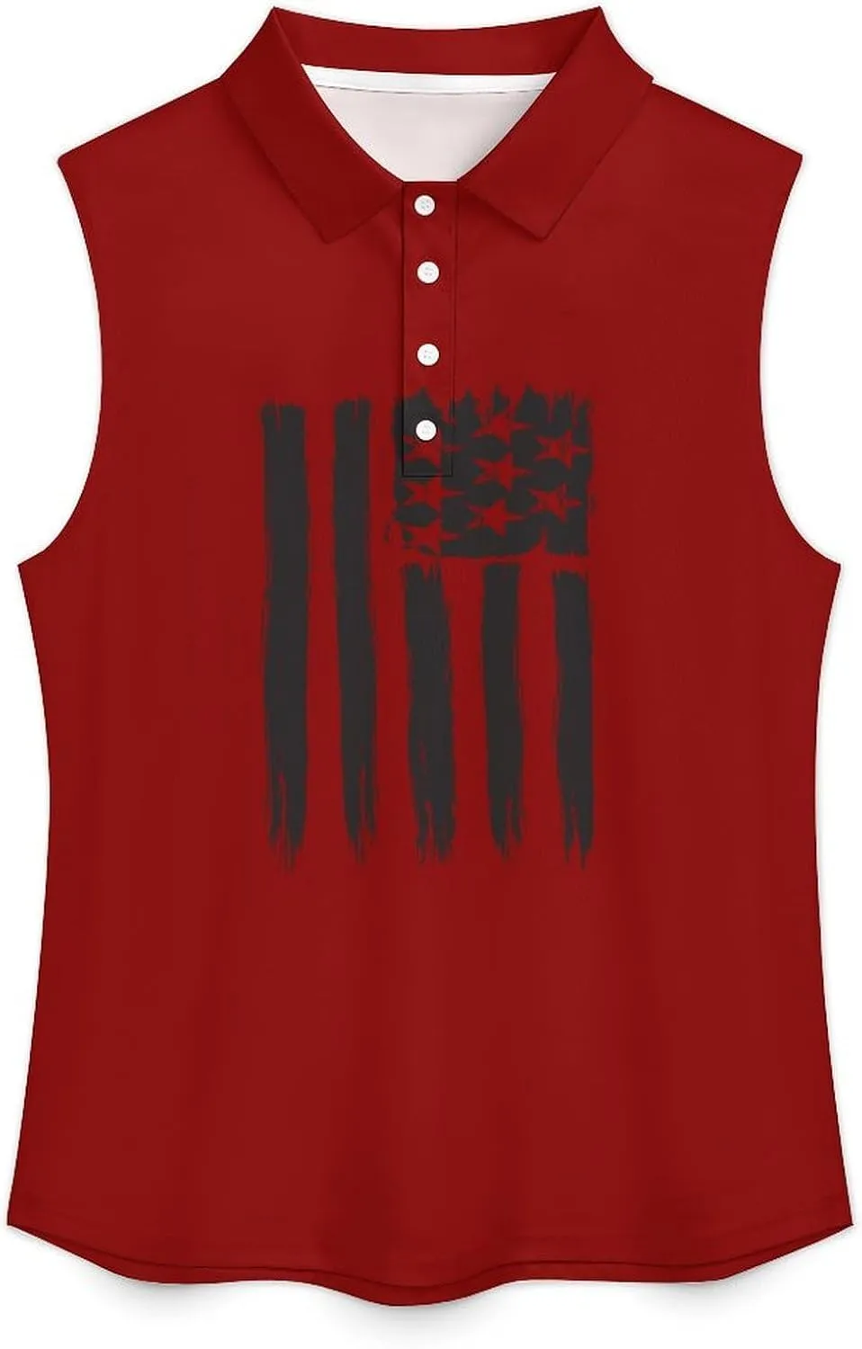 Sleeveless Shirts for Women American Flag V Neck Shirt Casual PO-LO Tank Top Pullover Quick Dry with Designs