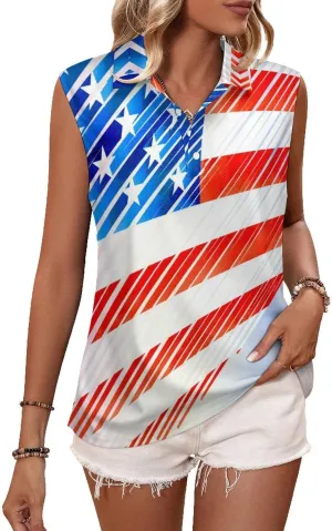 Sleeveless Shirts for Women Venezuela Flag V Neck Shirt Casual PO-LO Tank Top Pullover Quick Dry with Designs