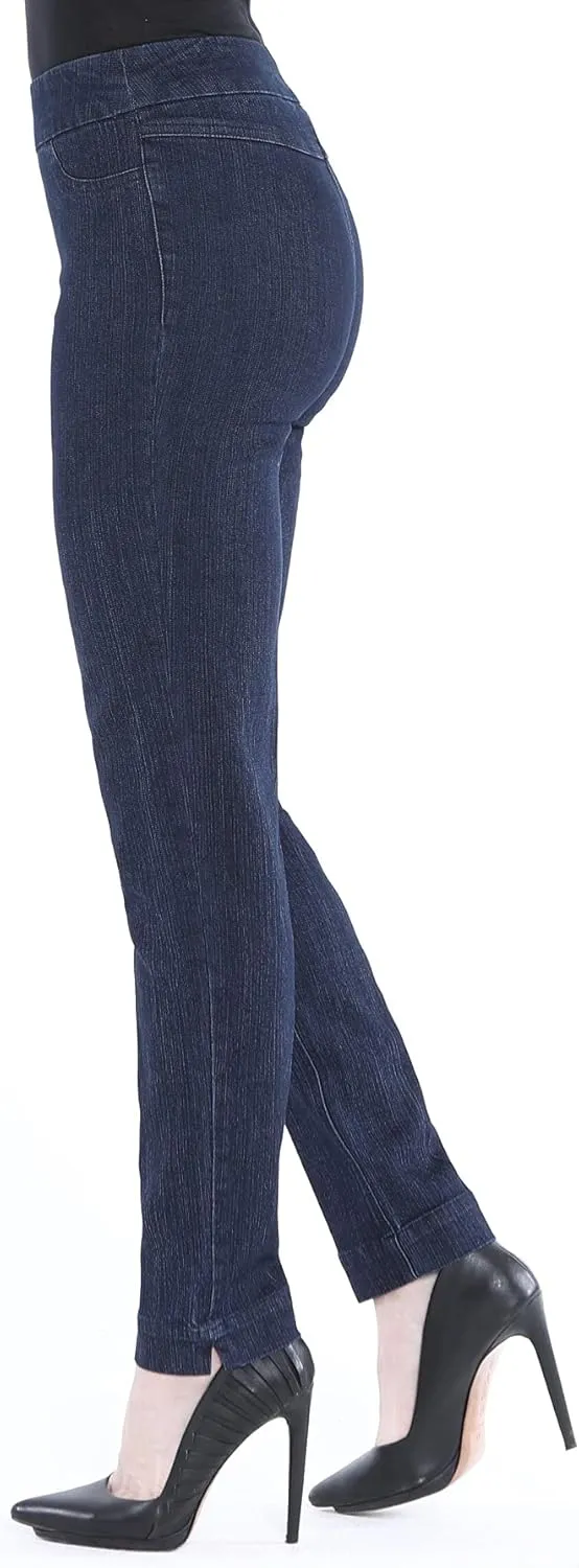 SLIM-SATION Women's Wide Band Regular Length Pull-on Straight Leg Pant with Tummy Control