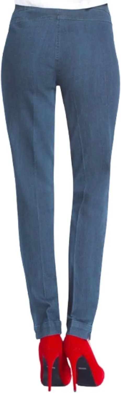 SLIM-SATION Women's Wide Band Regular Length Pull-on Straight Leg Pant with Tummy Control