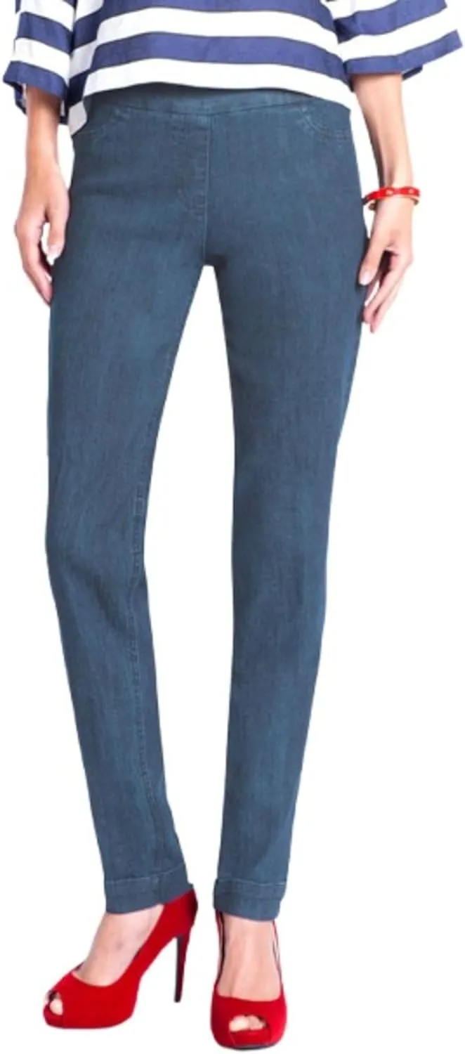 SLIM-SATION Women's Wide Band Regular Length Pull-on Straight Leg Pant with Tummy Control