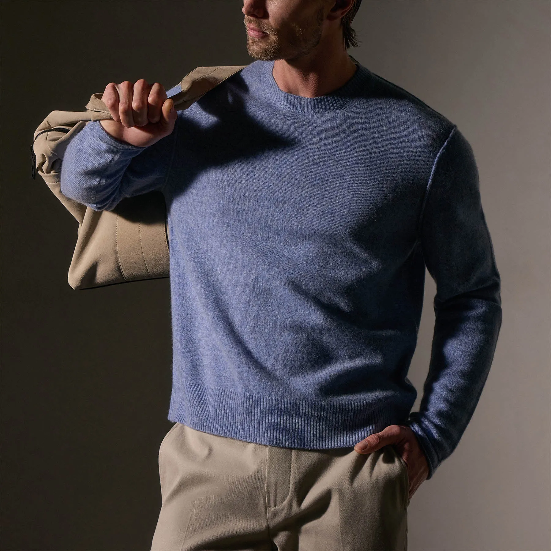Soft Featherweight Cashmere Crew - Blue Sky