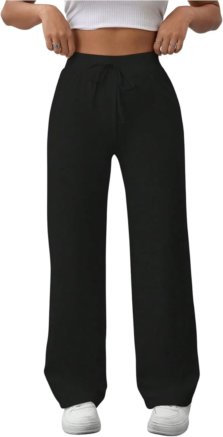 SOLY HUX Women's Sweatpants High Waisted Straight Leg Pants Drawstring Fall Casual Trousers