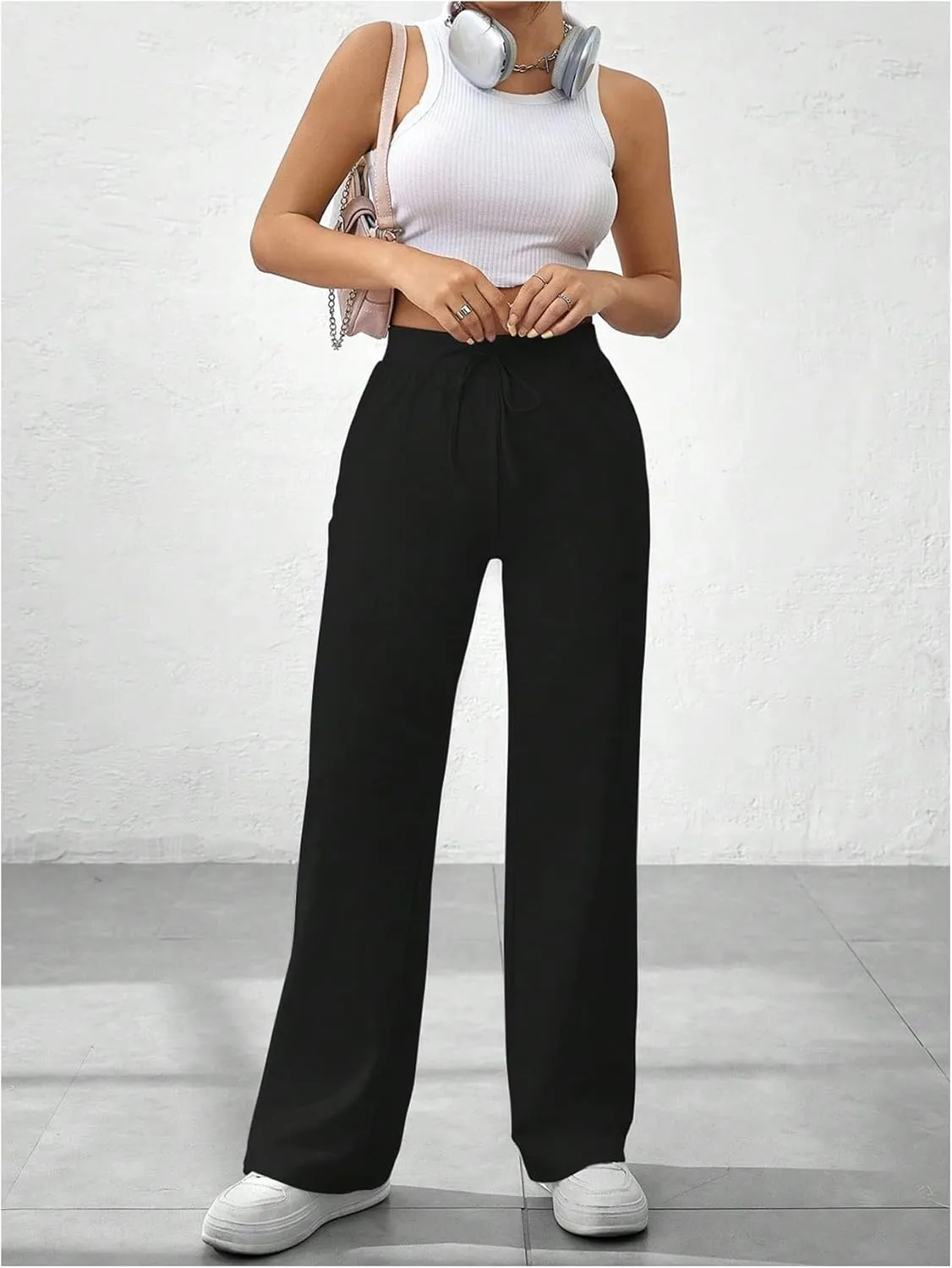 SOLY HUX Women's Sweatpants High Waisted Straight Leg Pants Drawstring Fall Casual Trousers