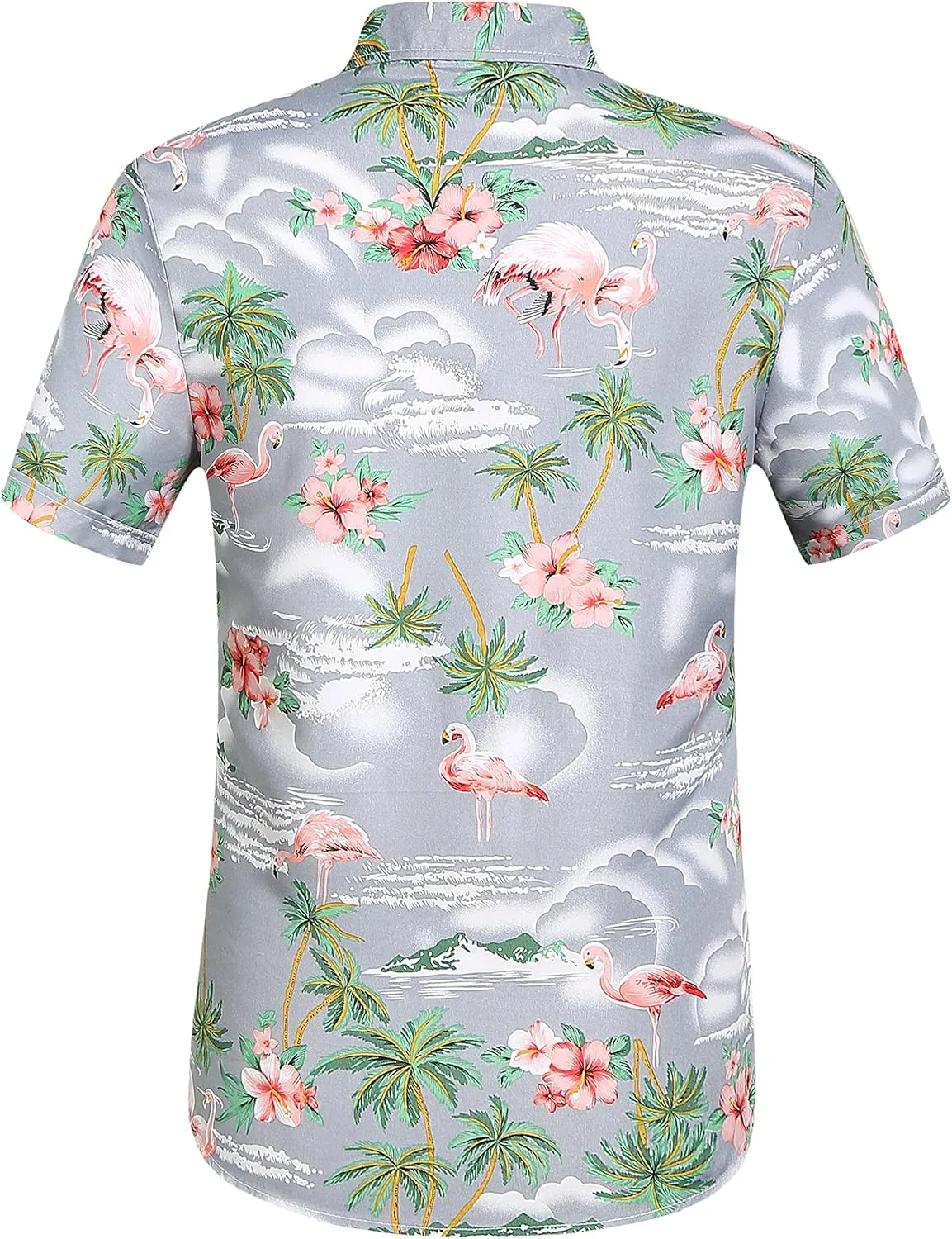 SSLR Pack Hawaiian Shirt for Men Flamingo Short Sleeve Casual Button Down Shirts Summer Beach Shirt
