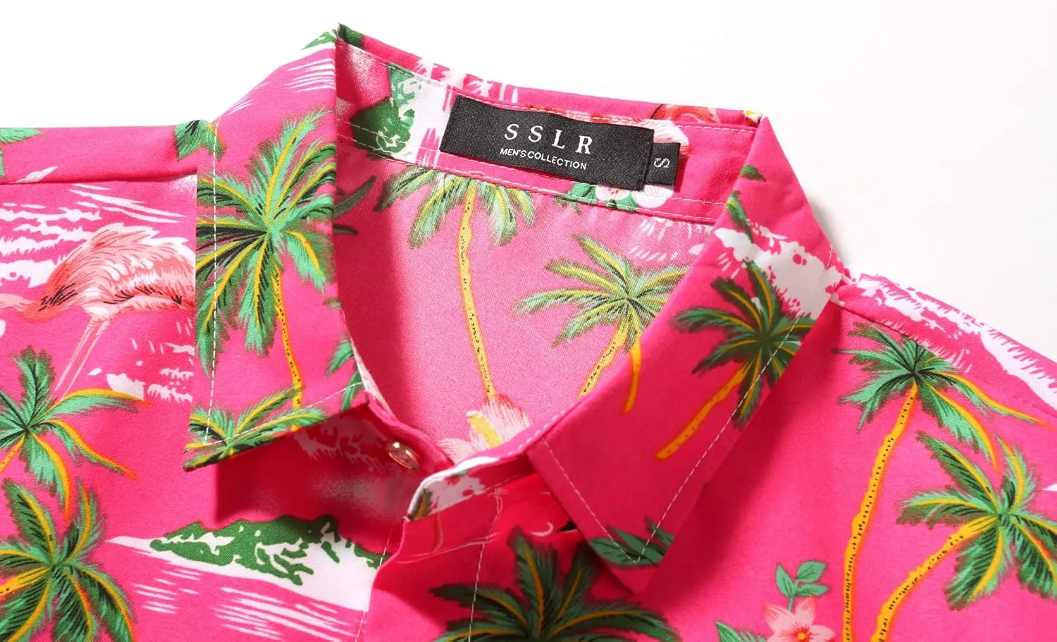 SSLR Pack Hawaiian Shirt for Men Flamingo Short Sleeve Casual Button Down Shirts Summer Beach Shirt