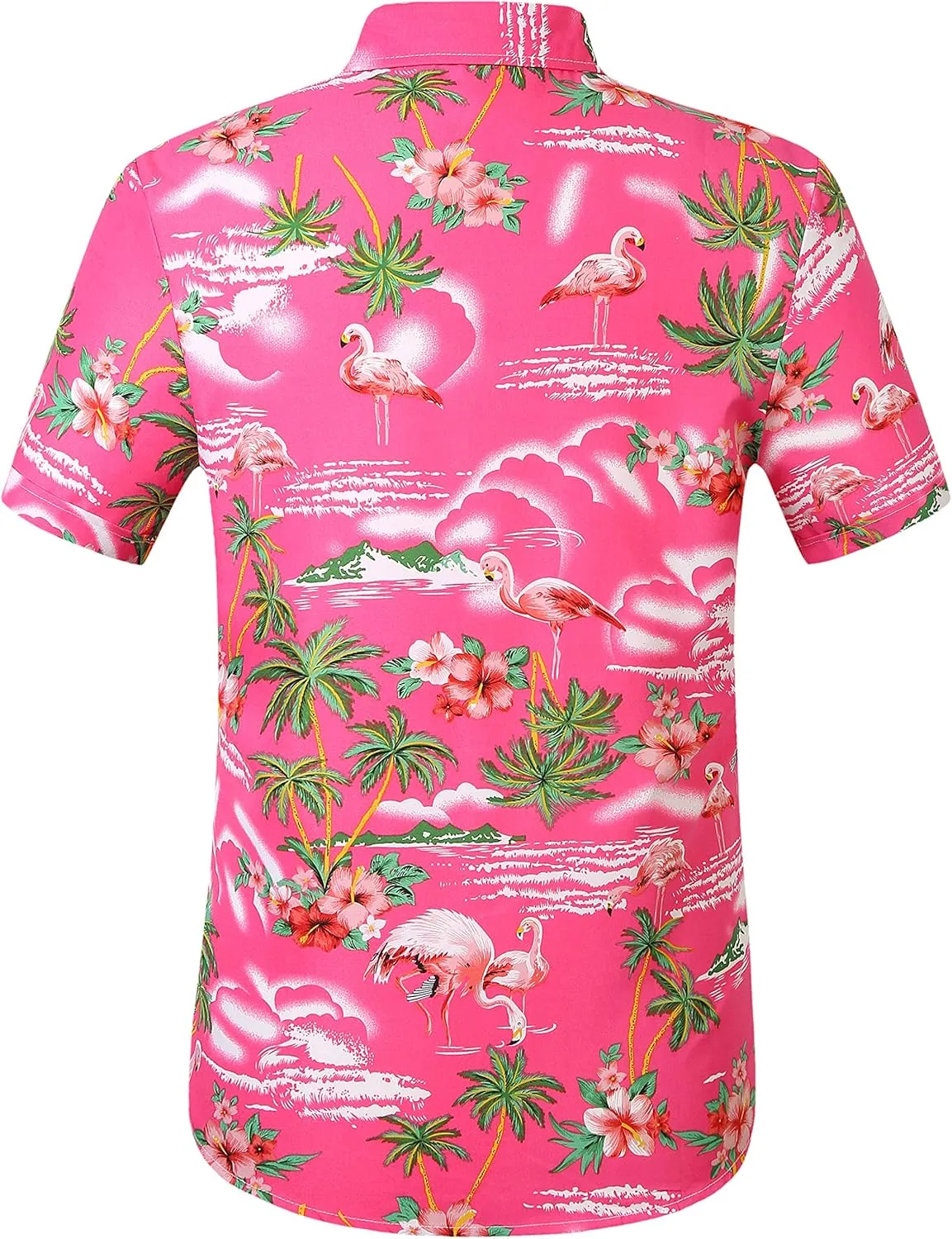 SSLR Pack Hawaiian Shirt for Men Flamingo Short Sleeve Casual Button Down Shirts Summer Beach Shirt