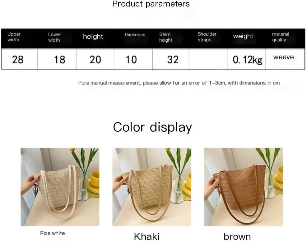 Straw Bag Popular Bags 2024 Summer New Straw Bags Simple Versatile Woven Shoulder Bucket Bag Straw Beach Bag