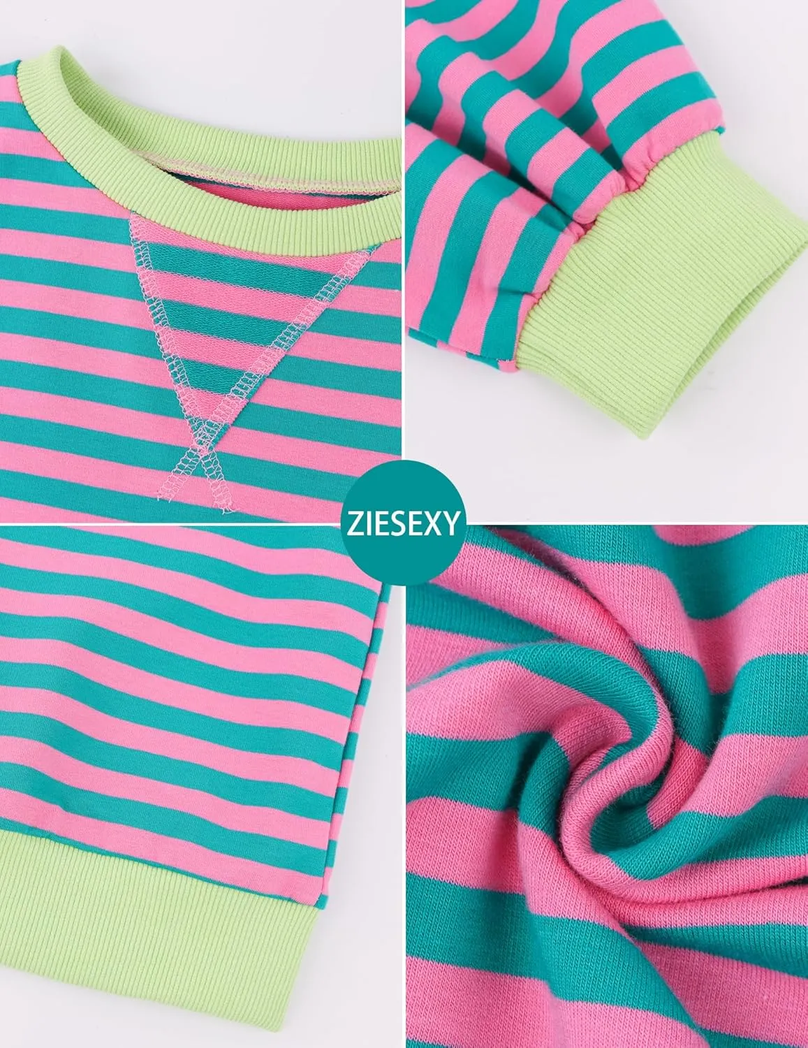 Striped Shirt Women Oversized Sweatshirt Color Block Long Sleeve Crew Neck Sweatshirt Loose Pullover Shirt Top