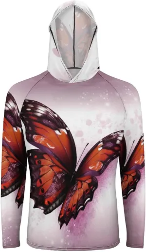 Sun Protection Shirt Long Sleeve Hoodie Butterfly Lightweight Rash Guard Quick Dry Sun Shirt for Outdoor