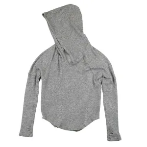 T2Love Grey Hooded Thermal Knit Girls Hoodie with Thumbholes