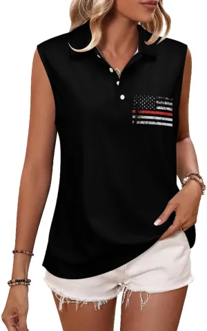 TAIZIYEAH Women's V Neck Sleeveless Top Spain Flag Loose PO-LO Tank Top Shirts Casual Pullover Blouse Shirts Blouses Summer