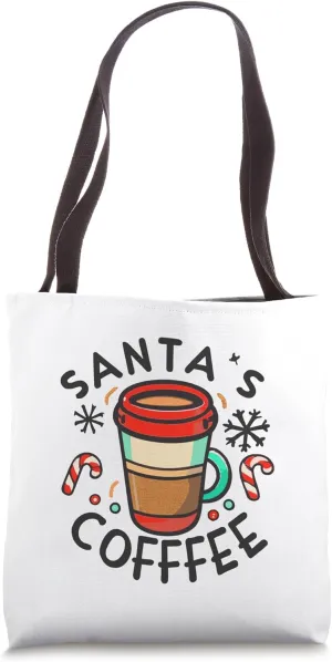 Tasty SANTA'S COFFEE Paper Cup, CHRISTMAS & New Year Sweets Tote Bag