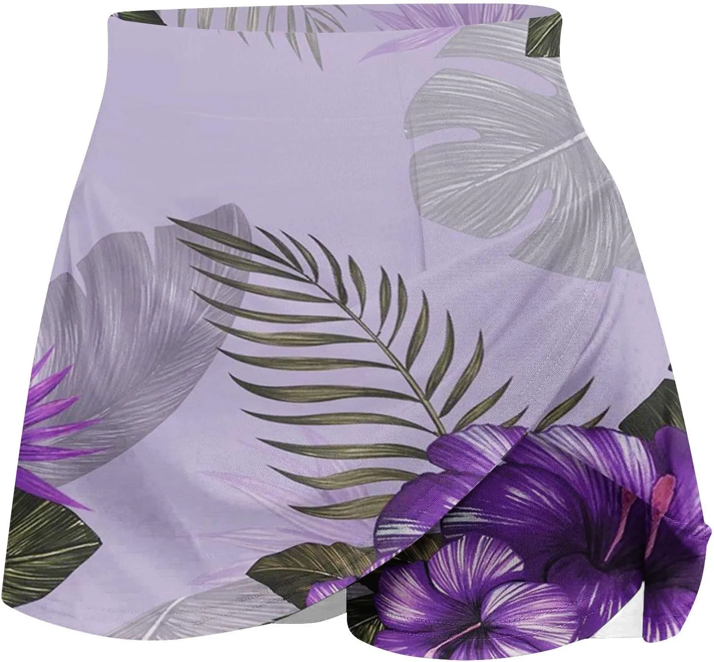 Tennis Skirt for Women High Waisted Tropical Print Athletic Skorts Lightweight Active Workout Shorts Fake 2 Piece