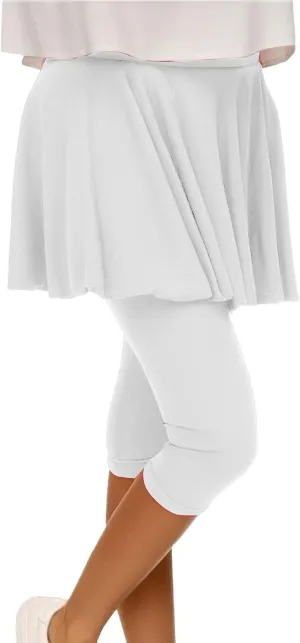 Tennis Skirted Leggings for Women Yoga Athletic Tummy Control Skort Golf Pickleball Capri Leggings with Ruffle Skirt