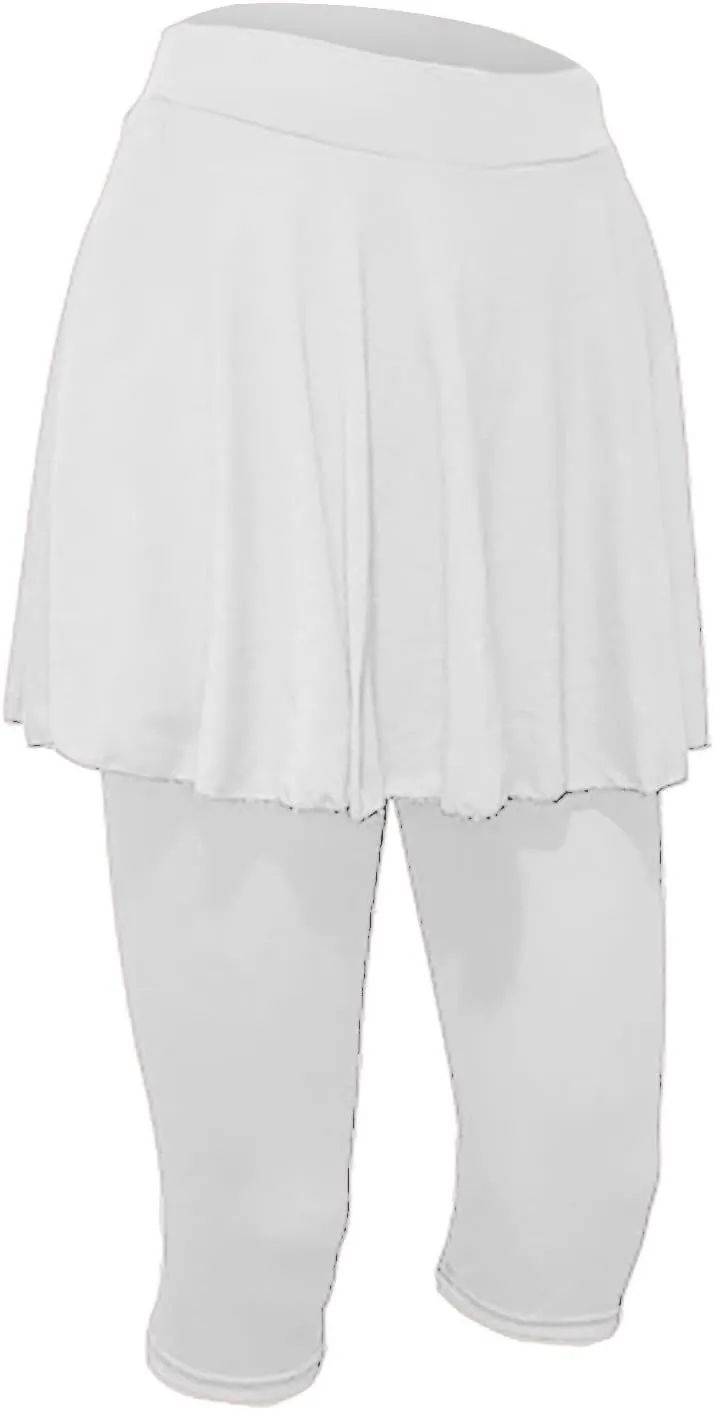 Tennis Skirted Leggings for Women Yoga Athletic Tummy Control Skort Golf Pickleball Capri Leggings with Ruffle Skirt