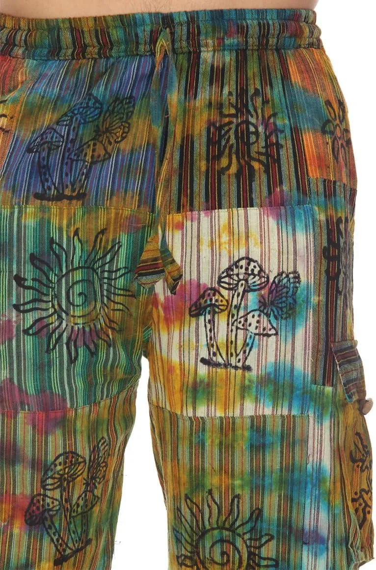 THE COLLECTION ROYAL Men Hippie Patchwork Bohemian Casual Rave Festival Harem Drawstring Boho Trouser Pants