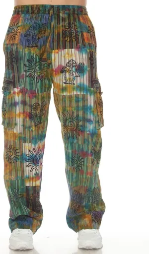THE COLLECTION ROYAL Men Hippie Patchwork Bohemian Casual Rave Festival Harem Drawstring Boho Trouser Pants
