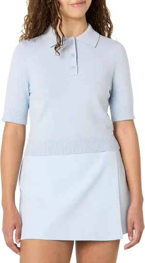 The Drop Women's Gero Short Sleeve Splitneck Polo Sweater Tee