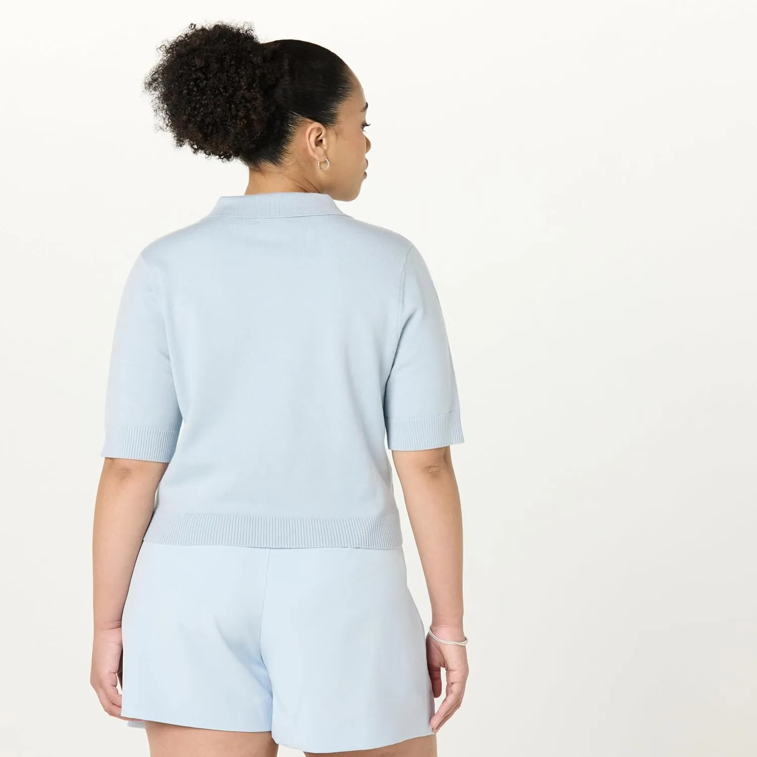 The Drop Women's Gero Short Sleeve Splitneck Polo Sweater Tee