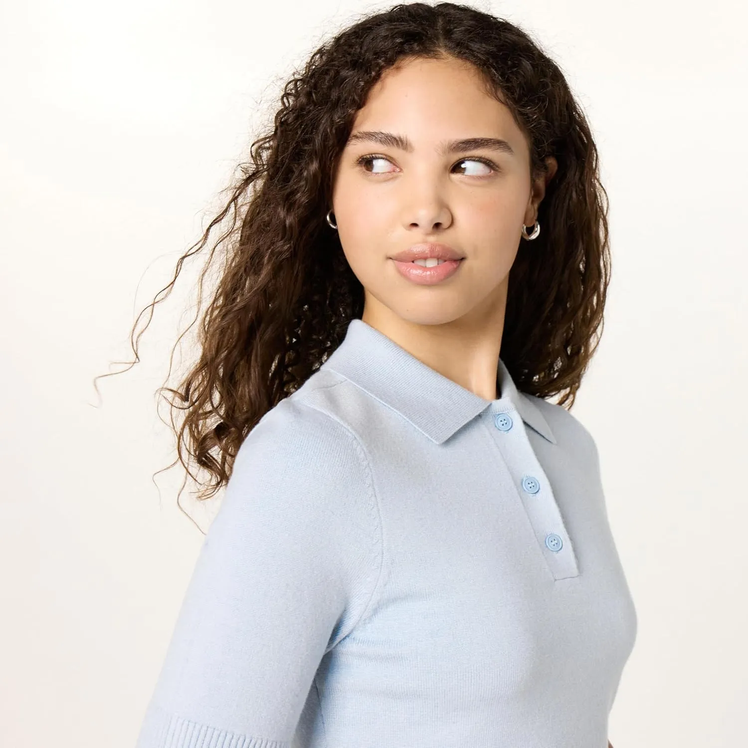 The Drop Women's Gero Short Sleeve Splitneck Polo Sweater Tee