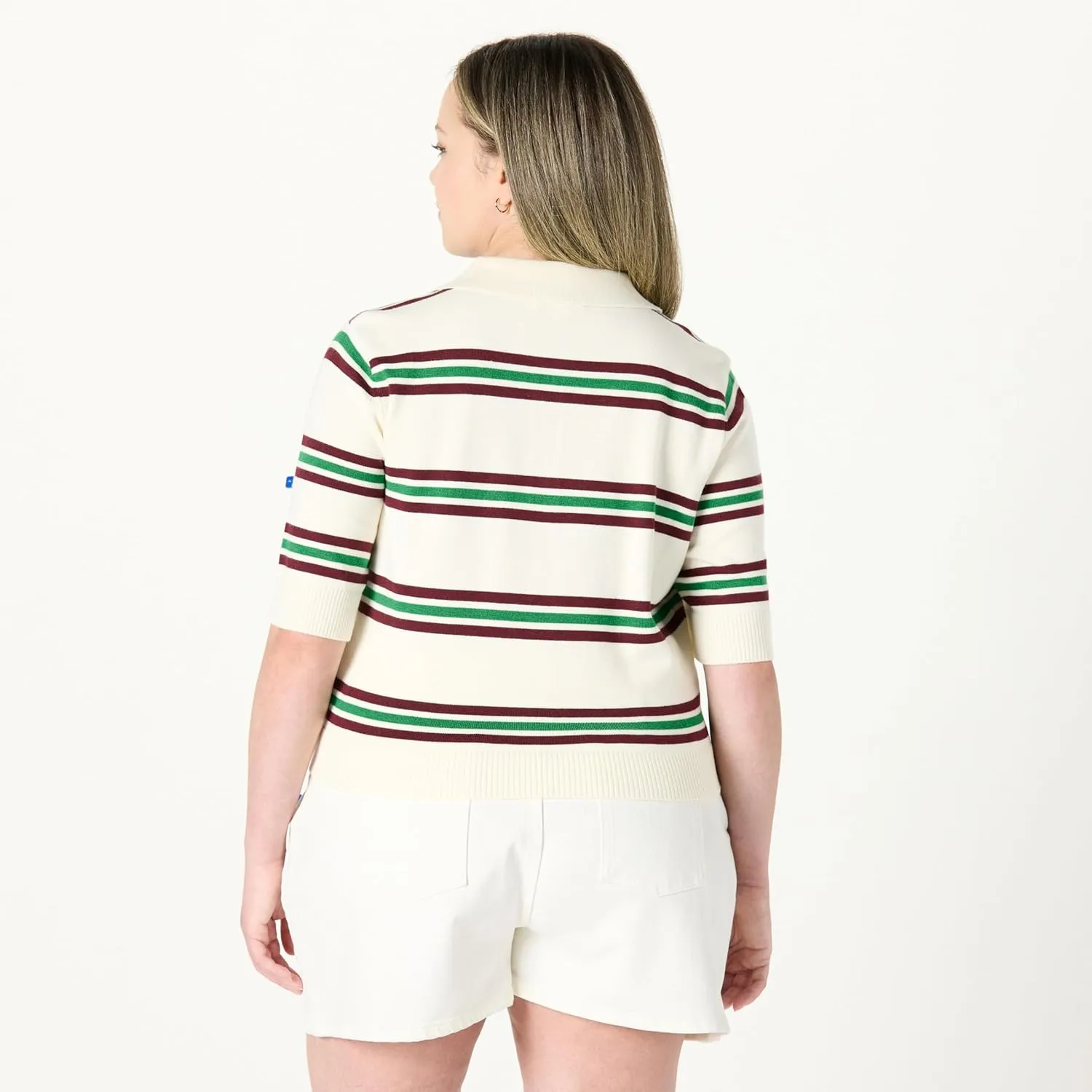 The Drop Women's Gero Short Sleeve Splitneck Polo Sweater Tee
