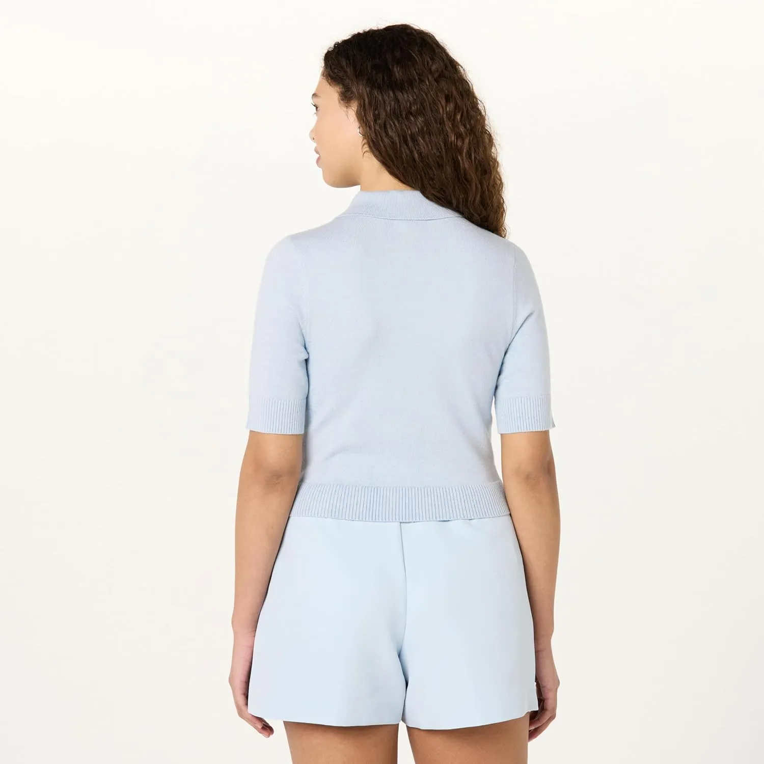 The Drop Women's Gero Short Sleeve Splitneck Polo Sweater Tee
