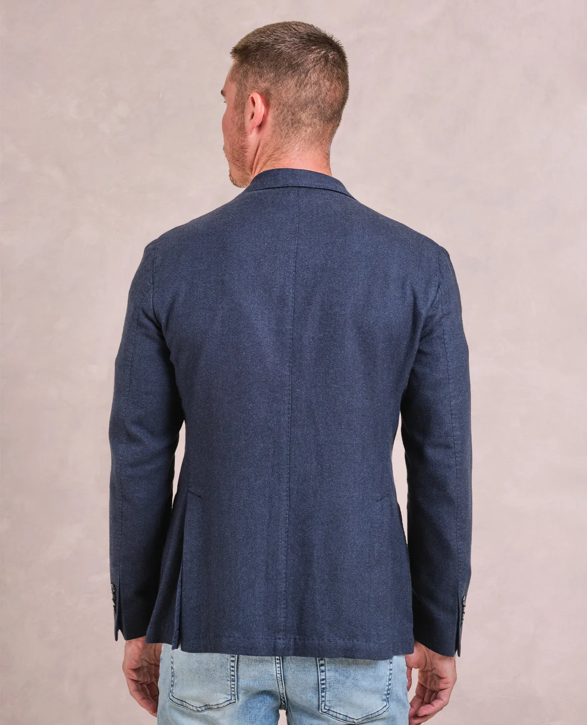 The LBM - Garment Washed Cotton Herringbone Soft Jackt - Midnight Blue