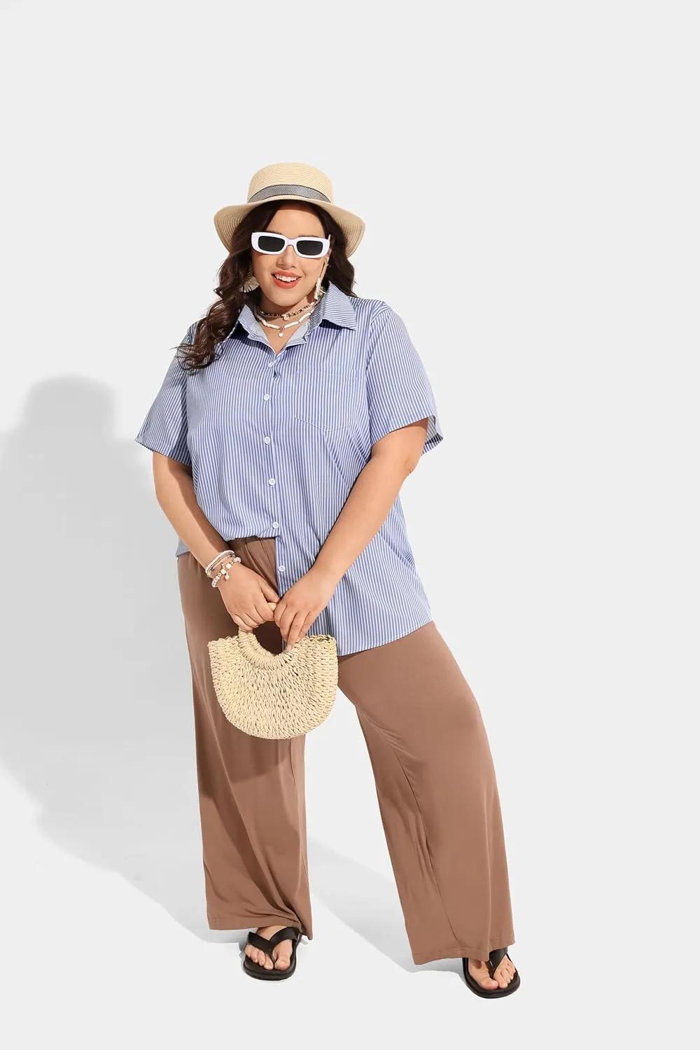 TIYOMI Plus Size Summer Pants Womens Wide Leg Lightweight Casual Soft Yoga Athletic Flowy Loose Trouser All Seasons Pant