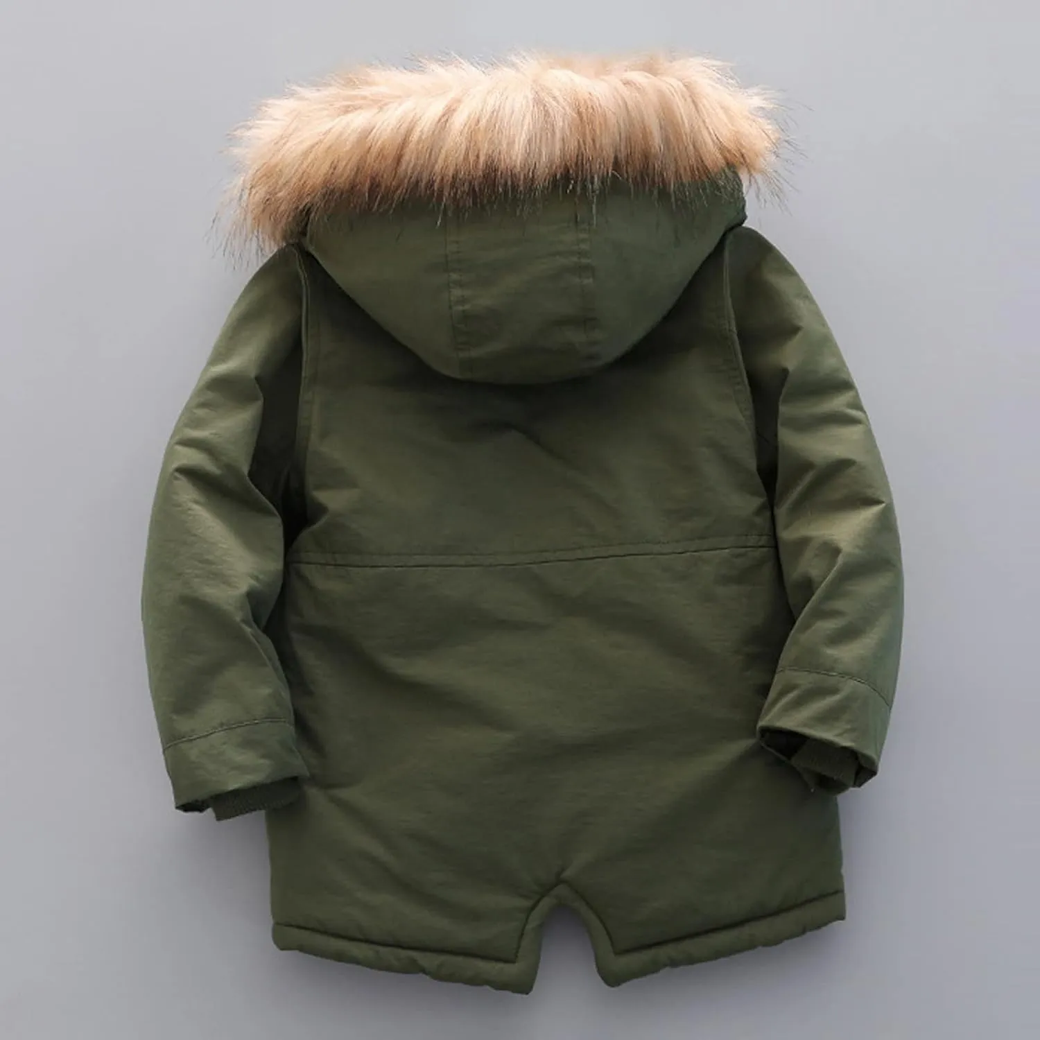 Toddler Girls Boy's Thick Cotton-Padded Parka Jacket Faux Fur Hooded Fleece Coat for Kids Midweight Winter Jacket