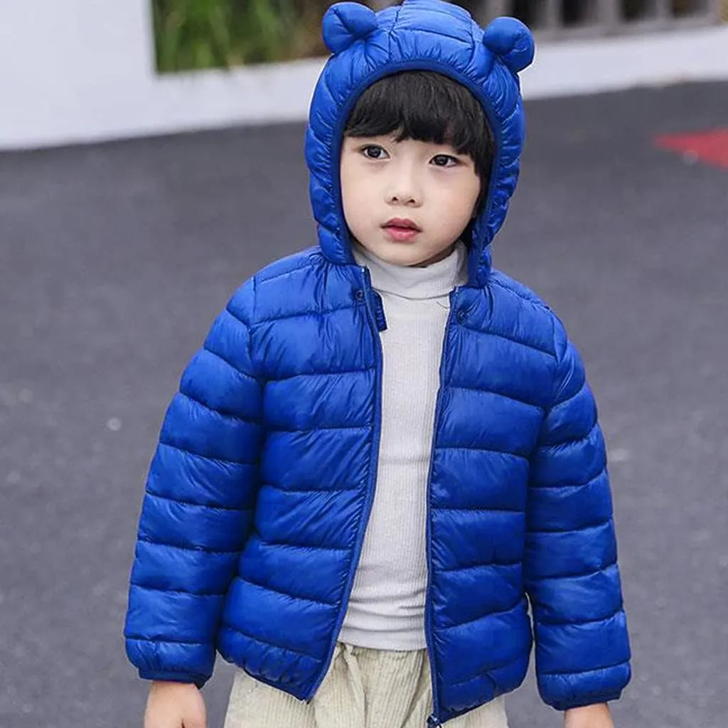 Toddler Winter Coats Puffer Padded Jacket Baby Boys Girls Bear Hoods Down Jacket Light Weight Infant Outerwear