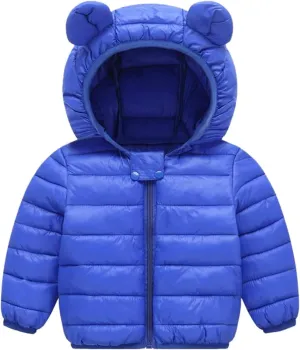 Toddler Winter Coats Puffer Padded Jacket Baby Boys Girls Bear Hoods Down Jacket Light Weight Infant Outerwear