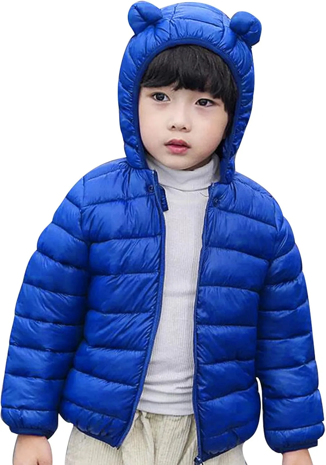 Toddler Winter Coats Puffer Padded Jacket Baby Boys Girls Bear Hoods Down Jacket Light Weight Infant Outerwear