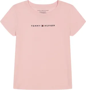 Tommy Hilfiger Girl's Short Sleeve T-shirt With Flag Logo, Cotton Blend Tee With Tagless Interior