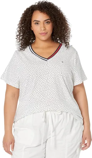 Tommy Hilfiger Plus Size Short Sleeve Solid V-Neck Tee